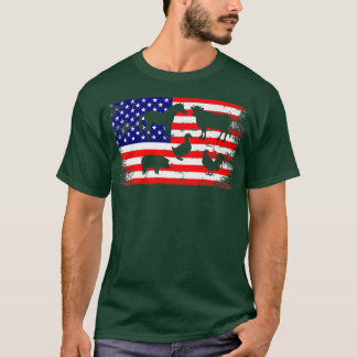 American Flag Chicken Horse Cow Pig Duck Farm Farm T-shirt