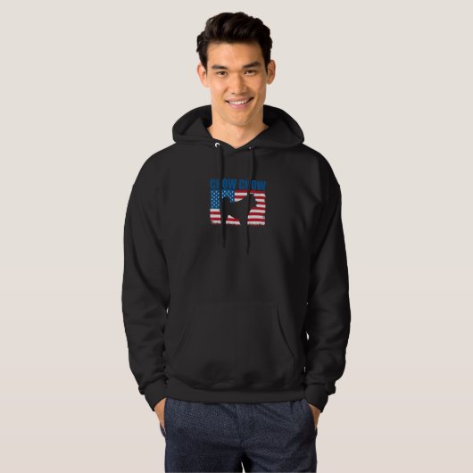 American Flag Chow Chow Hoodie (Voorkant volledig)