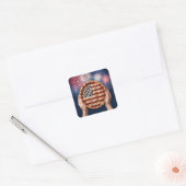 American Flag Crust on a Cherry Pie Vierkante Sticker (Envelop)
