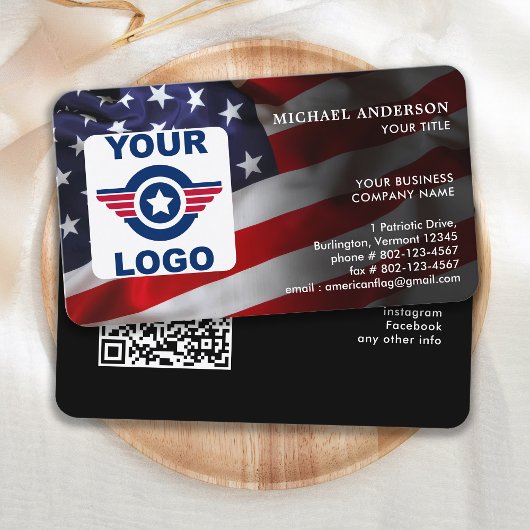 American Flag Custom Logo QR Code Patriotic Visitekaartje