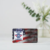 American Flag Custom Logo QR Code Patriotic Visitekaartje (Staand voorkant)