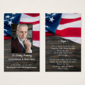American Flag Custom Photo Military Prayer Card (Devant & derrière)
