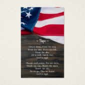American Flag Custom Photo Military Prayer Card (Dos)