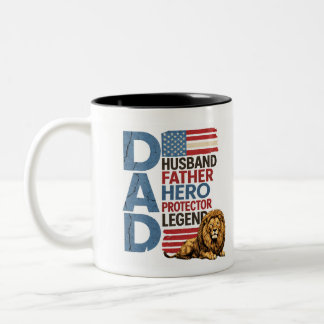 American flag Dad Lion Patriotic Mug Tweekleurige Koffiemok