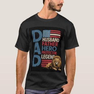 American flag Dad Lion Patriotic  T-shirt