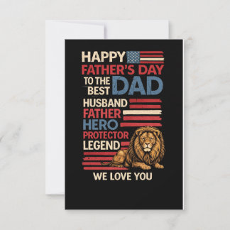 American Flag Dad Lion PatrioticFlat Greeting Card Kaart