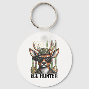 American Flag Deer en Camo Pet Egg Hunter Retro E Sleutelhanger