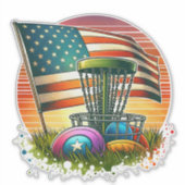 American Flag Disc Golf  Sun Sticker (Voorkant)