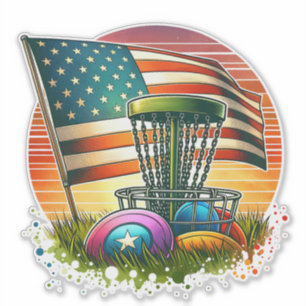 American Flag Disc Golf  Sun Sticker