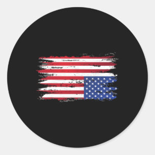 American Flag Distress Upside Down Patriottische V Ronde Sticker