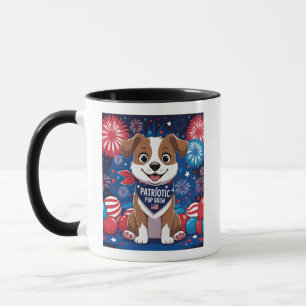 American Flag Dog "Patriotic Pup Brew" Gift Mok -