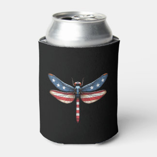 American Flag Dragonfly Patriotic 4th of July Red  Blikjeskoeler