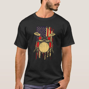 American Flag Drum Set Player Percussionists Drumm T-shirt