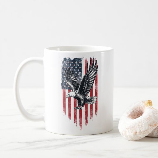 American Flag & Eagle Gift – Patriottische Vader Koffiemok (Met donut)