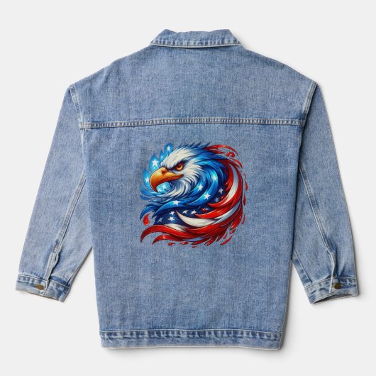American Flag Eagle Royal Luxury Denim Jacket (Achterkant)