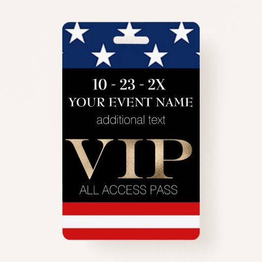 American Flag Event VIP Pass Badge (Voorkant)