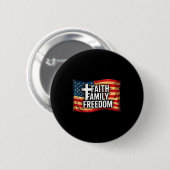American Flag Faith Family Dom Christian Ronde Button 5,7 Cm (Voorkant /achterkant)