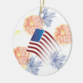 American Flag Fireworks Keramisch Ornament (Links)