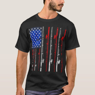 American Flag Fishing Rod Fishing Lover T-shirt