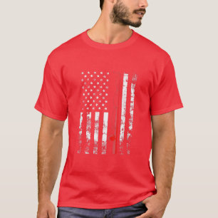 American Flag Fishing Rod Usa Patriotic Gift 64 T-shirt