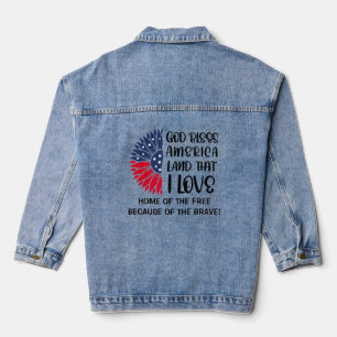 American Flag Flower met oprechte zegen Denim Jacket