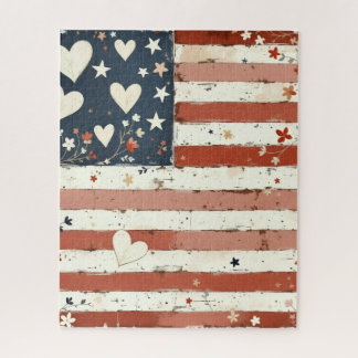 American Flag Folk Art Puzzle Legpuzzel
