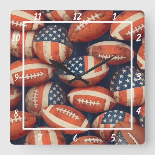 American Flag Football Wall Vierkante Klok (Voorkant)
