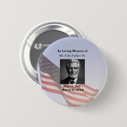American Flag Funeral Memorial Tribute Keepsake Ronde Button 5,7 Cm (Voorkant /achterkant)
