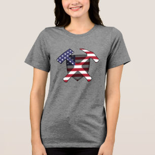 American Flag Geology Rock Hammer Logo Tri-Blend Shirt