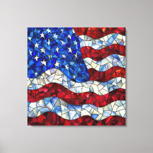 American Flag Glas in lood Canvas Afdruk