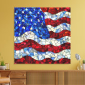 American Flag Glas in lood Canvas Afdruk (Insitu (Woonkamer))