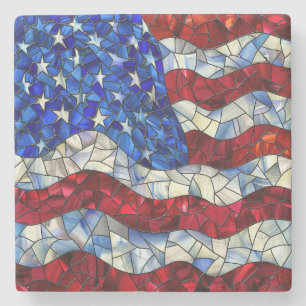 American Flag Glas in lood Stone Onderzetter