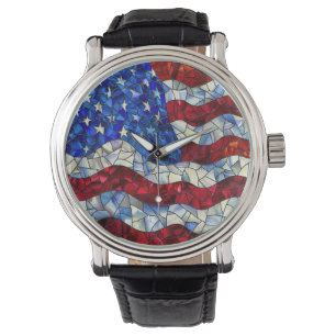 American Flag Glas in lood Watch Horloge