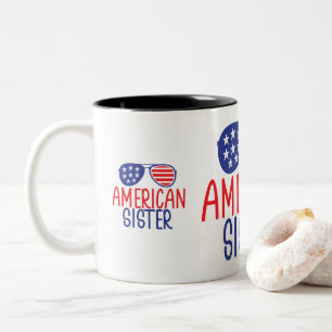 American Flag Glasses Sister Tweekleurige Koffiemok