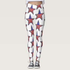 American Flag glitter star Leggings
