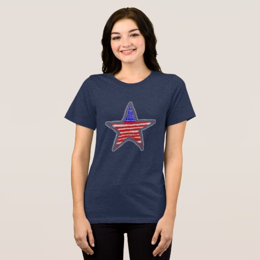 American Flag glitter star Tri-Blend Shirt (Voorkant volledig)