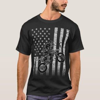 American Flag Graphic Motocross Dirt Bike T-shirt