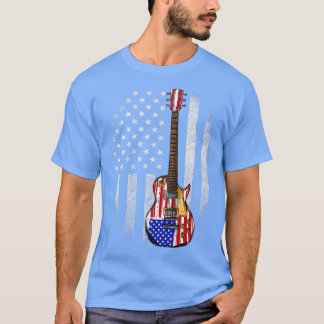 American Flag Guitar Red White Patriotic Music Lov T-shirt