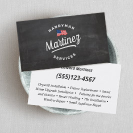 American Flag Handyman Carpentry Visitekaartje