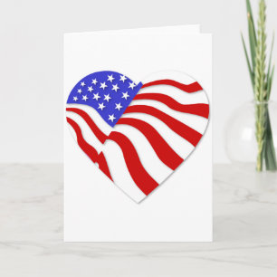 American Flag Heart America USA Valentijn Populair Feestdagen Kaart