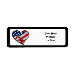 American Flag Heart Etiket