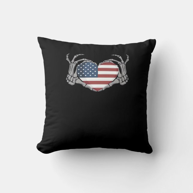 American Flag Heart Fitted Kussen (Voorkant)
