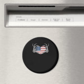 American Flag Heart Fitted Magneet (Insitu (Vaatwasser))
