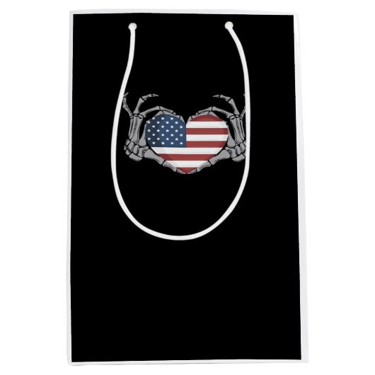 American Flag Heart Fitted Medium Cadeauzakje (Voorkant)