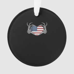 American Flag Heart Fitted Ornament