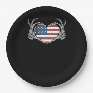 American Flag Heart Fitted Papieren Bordje