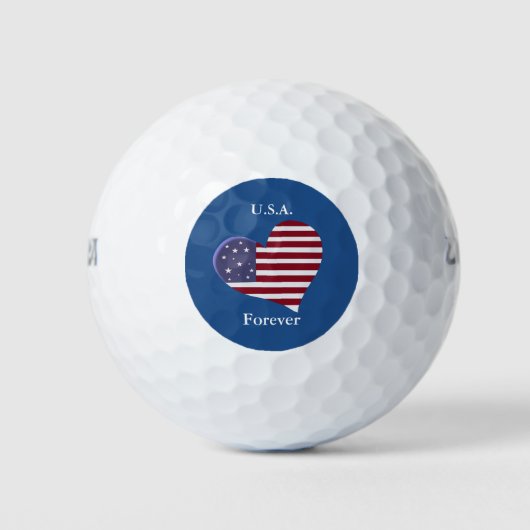 American Flag Heart met  tekst Golfballen (Voorkant)
