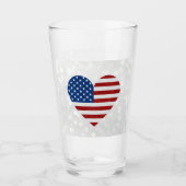 American Flag Heart op 4 juli Glitter Glas (Voorkant)