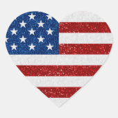 American Flag Heart op 4 juli Glitter Hart Sticker (Voorkant)
