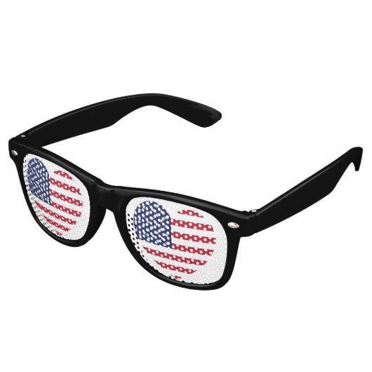 American Flag Heart Patriotic Verenigde Staten Retro Zonnebril (Gekanteld)